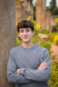 High school senior portrait photographed outdoors in Carmel, Indiana