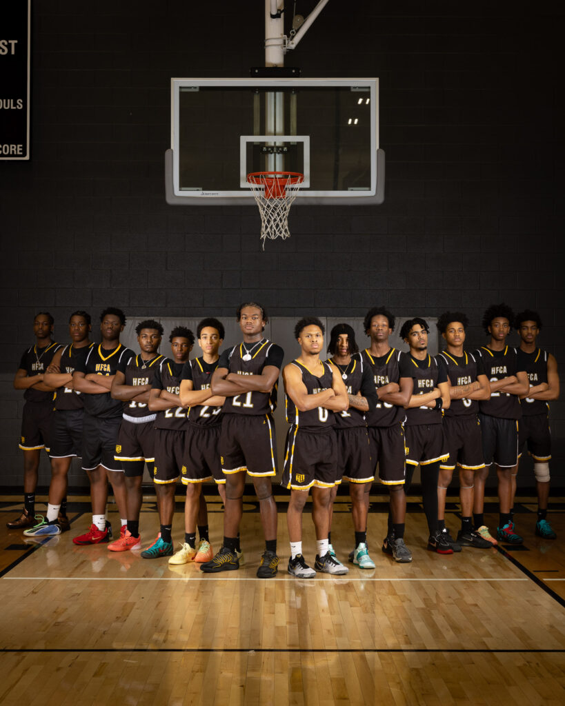 HFCA Boys Basketball Team on the court