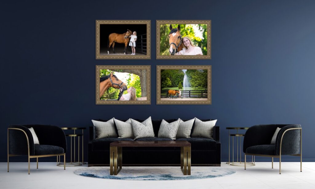 Family portrait wall art installed in Carmel Indiana home