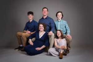 Studio family portrait in Carmel Indiana with clean background